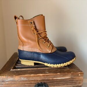 L.L. Bean Tan and Navy Men's Boots